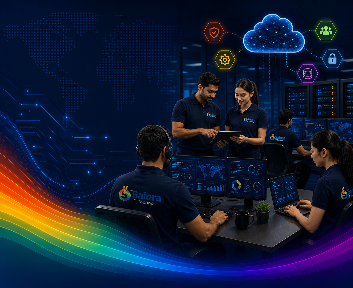 Managed IT support team helping business users
